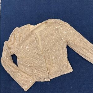Elegant Sequin Tan Blazer for Women